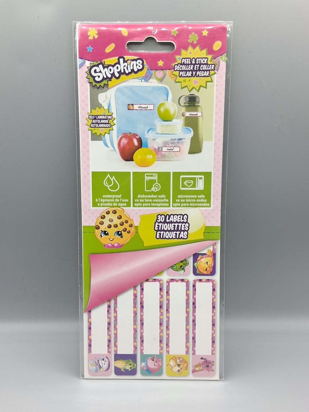 Shopkins Waterproof Labels 30 Ct Self-Laminating School Water Bottle Lunch Box